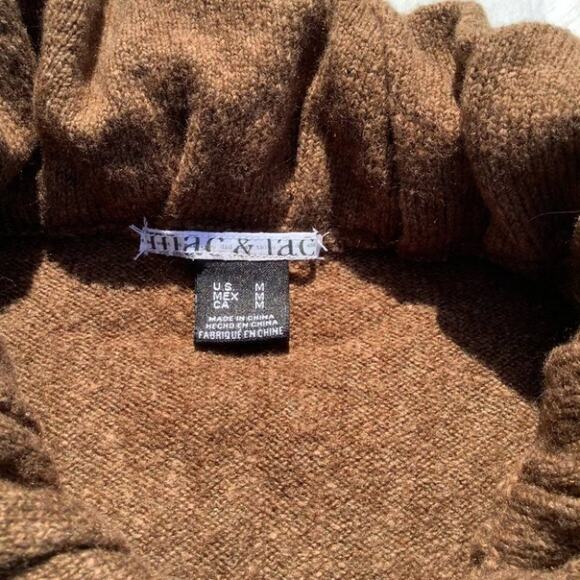 Mac & Lac Brown Big Button Sweater Pocket Size M Retro Medium Unique Winter Fall - Picture 3 of 8